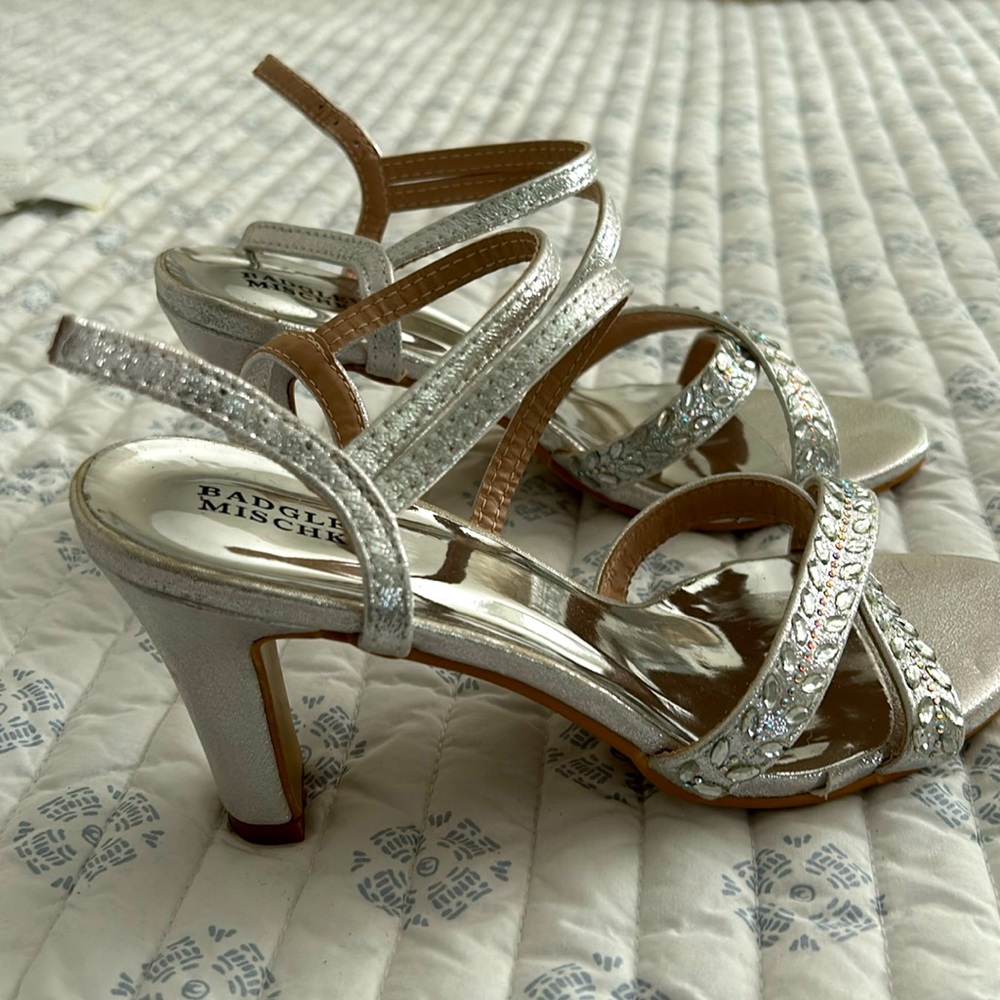 Badgley Mischka silver heels